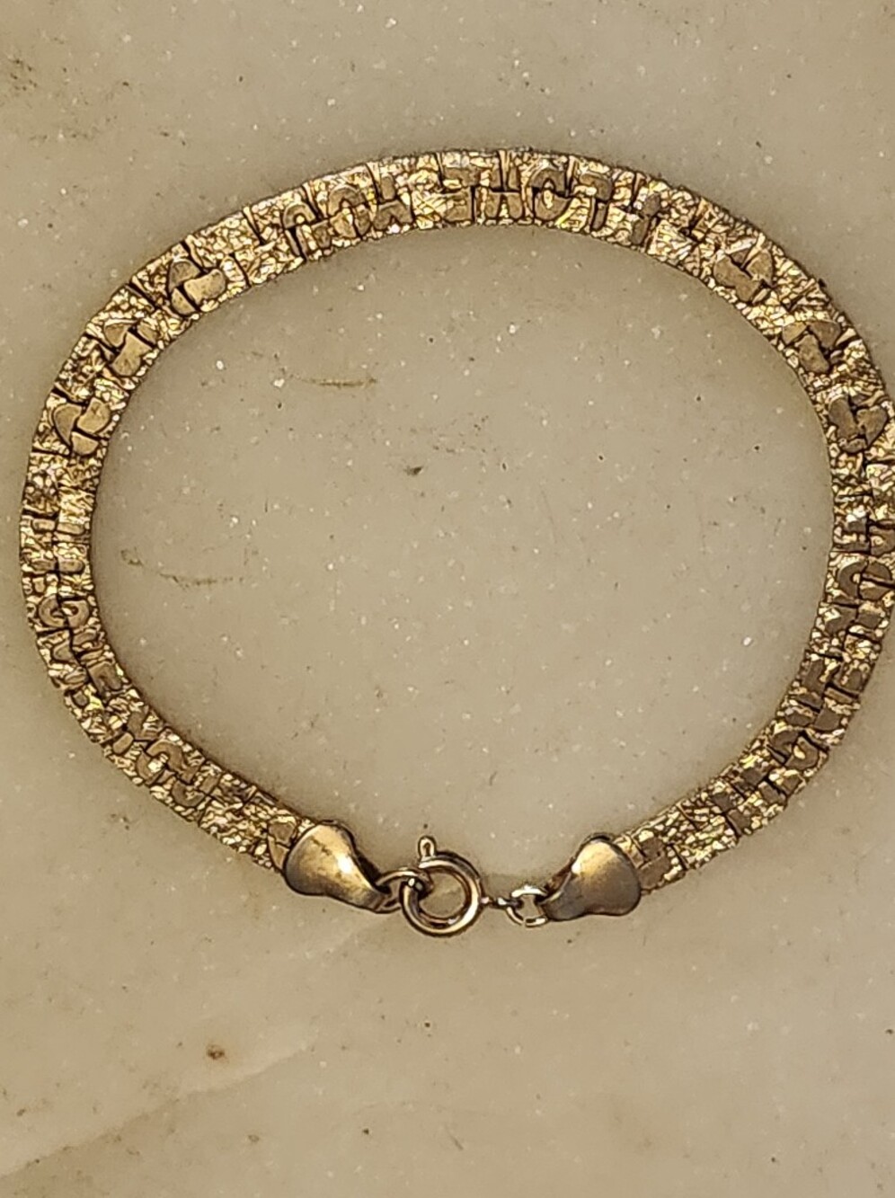 "I Love You" Gold Tone Textured Nugget Style Link Bracelet